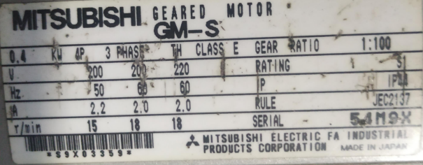 MITSUBISHI三菱减速电机GM-S 0.4KW-1:1...